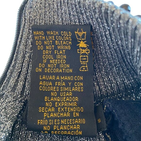 Grace Elements Metallic Beaded Neck Silk Top M Elegant Chic Holiday Party - Picture 5 of 10